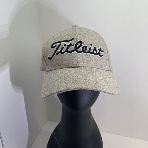 Titleist gray wool flannel rare Gray With raised logo strapback baseball cap hat - Picture 1 of 5